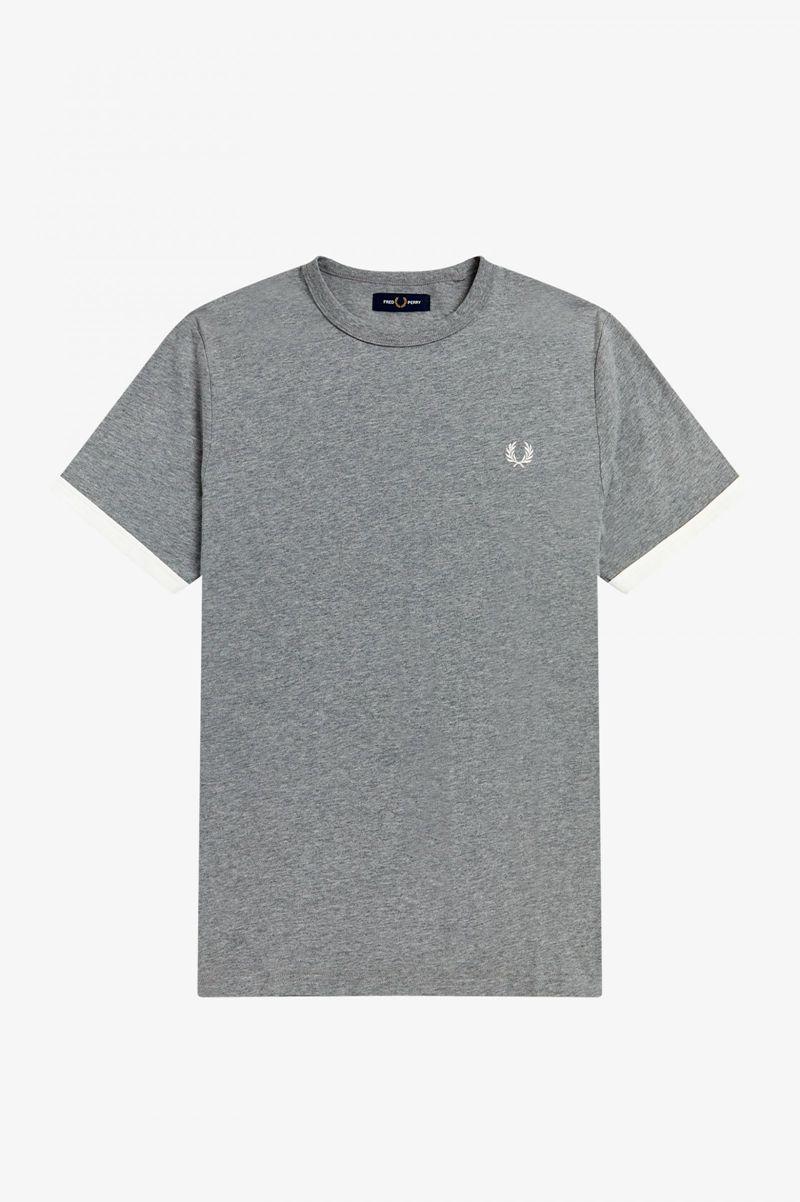 Grey Fred Perry Ringer Men\'s T Shirts | PH 1749OKIR